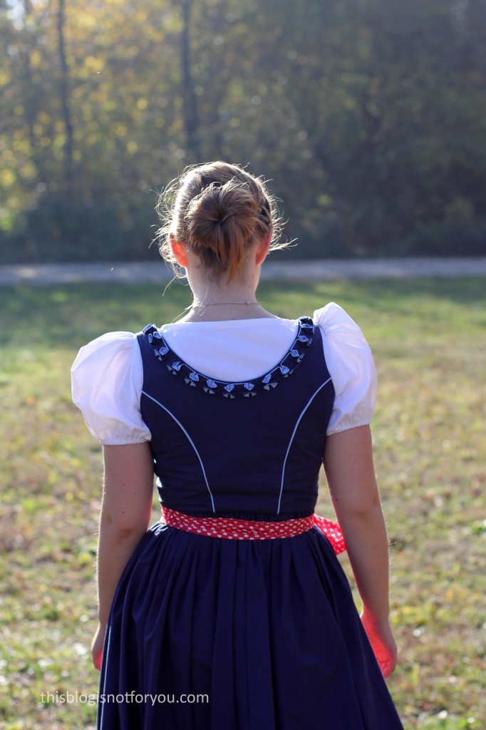 Exclusive Dirndl 2 pcs Traditional Dress Pauline with Floral Accents and Dirndl Apron in Royal Blue for Oktoberfest Carnival 