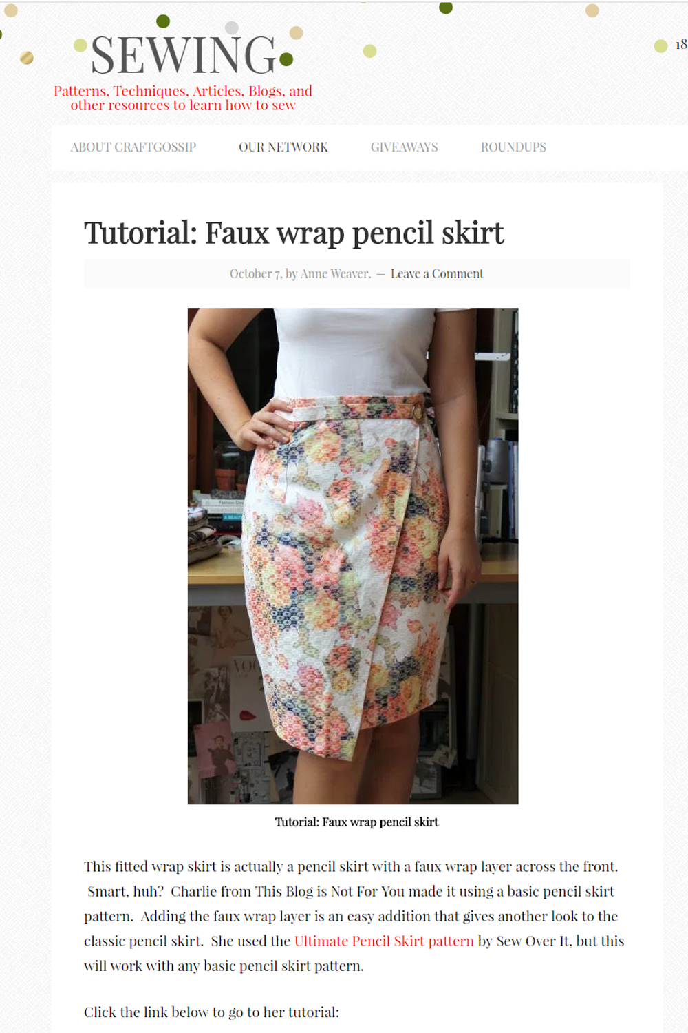 Sewing website feature